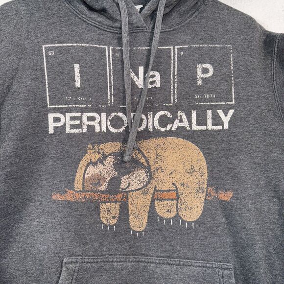 I Nap Periodically Sloth Hoodie Funny Science Lover Sweatshirt Unisex Size L - Picture 3 of 7